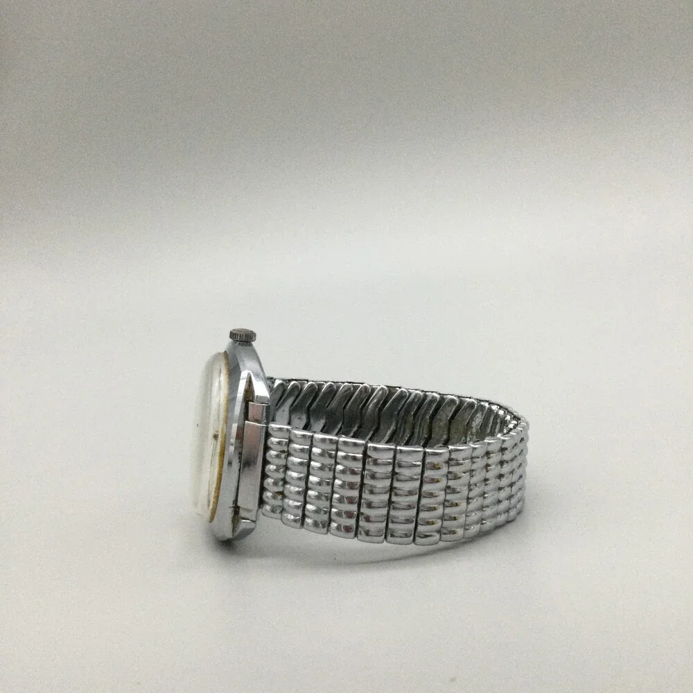 Vintage Timex Electric Mens Watch 35mm Silver Bracelet NON WORKING FOR PARTS